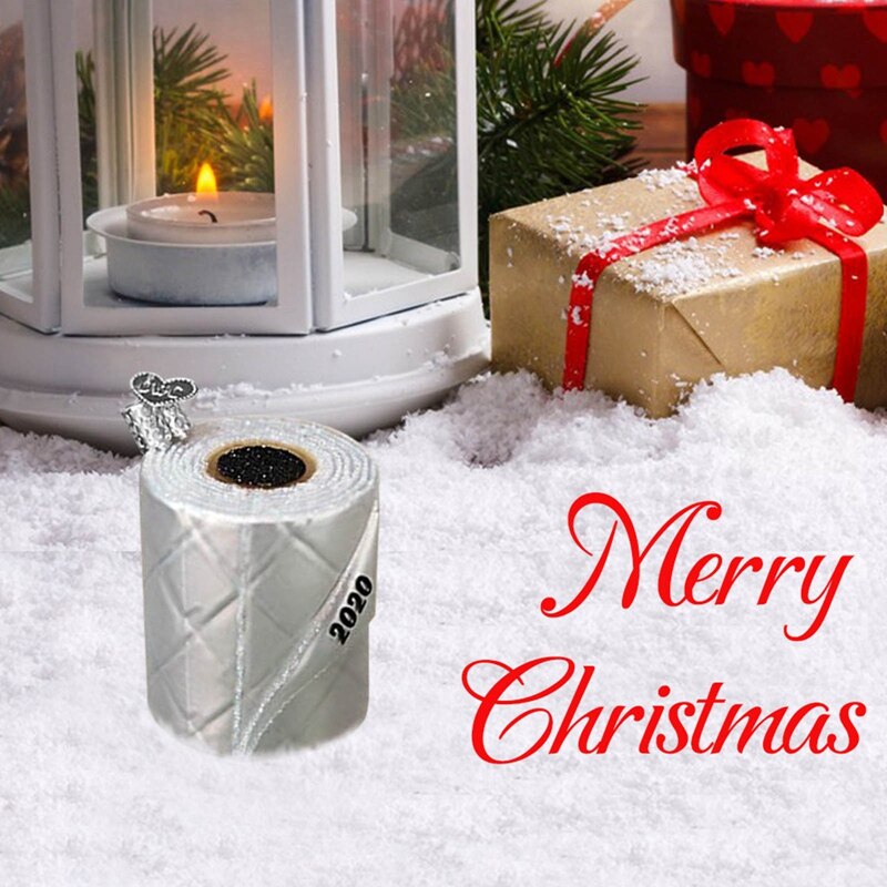 DIY Christmas toilet paper roll tree ornament pendant Christmas tree decoration three-dimensional white roll paper resin