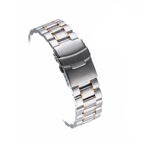 Bracelet de montre solide en acier inoxydable 18/20/22/24, avec extrémité en Arc, boucle pliable, pour assurance, remplacement universel: Straight Silver-REGD / 22mm