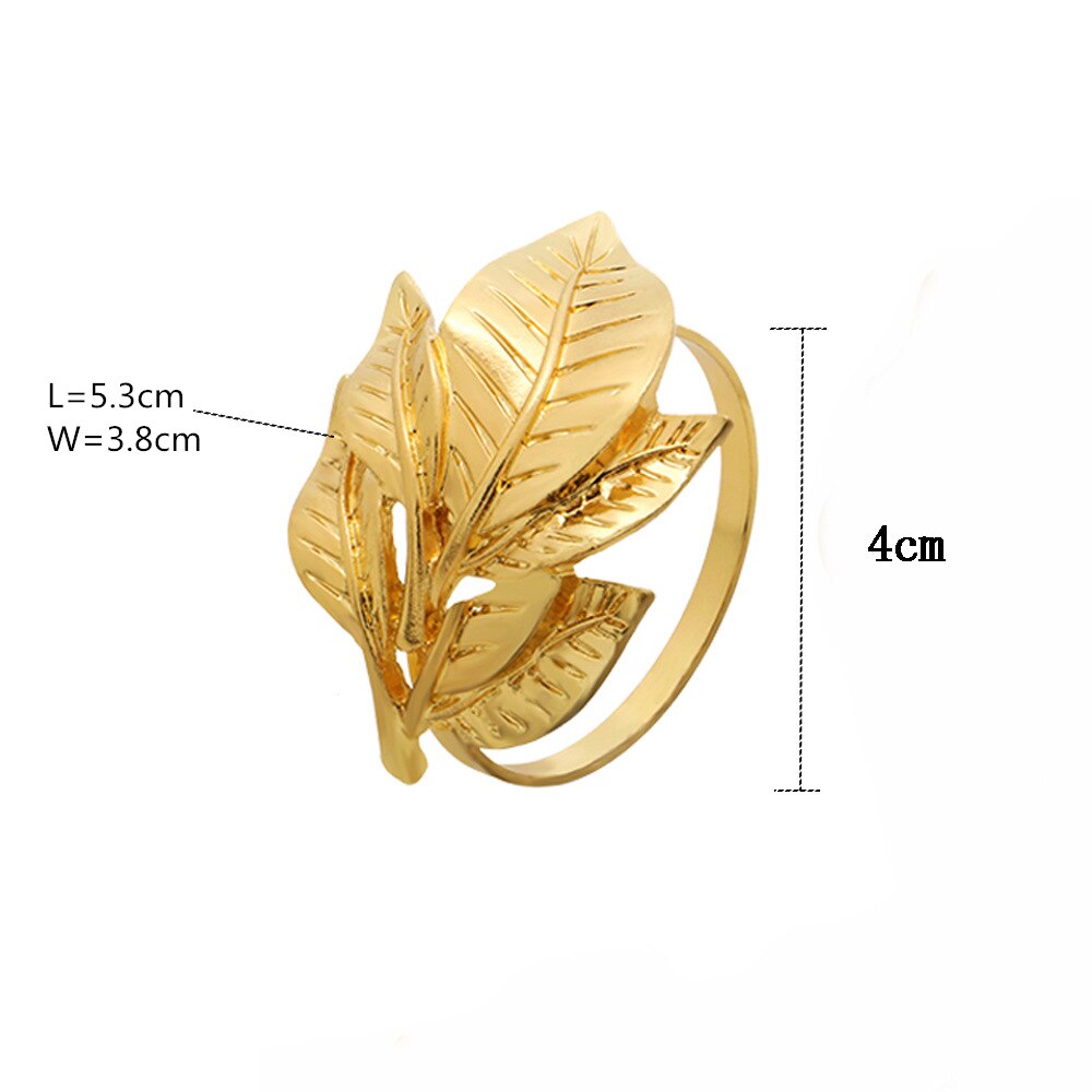 SHSEJA – anneau porte-serviette exquis, décoration de table, feuille d'or, boucle de serviette, anneau en alliage, dîner fête de mariage, 10 pièces/lot