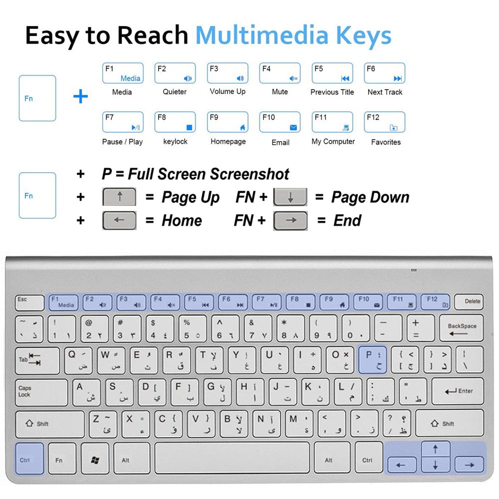 78 Keys Arabic & English Character Keyboard and Mouse 2.4GHz Compact Wireless Keyboards Low Noise for Laptop Desktop Windows