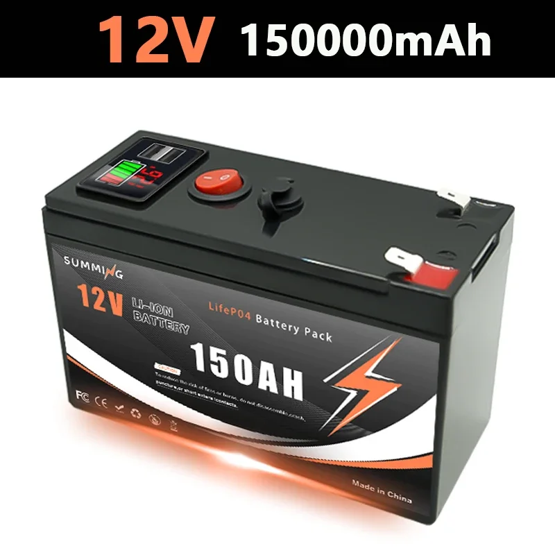 Batterie au Lithium LiFePO4 12V 150Ah, plus de 4000 Cycles profonds, pour UPS, détecteur de poissons de Kayak, panneau solaire, roues électriques, jouets, Scooter, Radio: Champagne