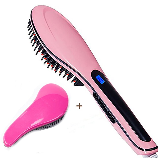 Haarglätter Pinsel Haar Elektrische Pinsel Kamm Irons Gerade Haar Kamm pinsel Haarglätter Curler styling werkzeug: pink hair brush / UK