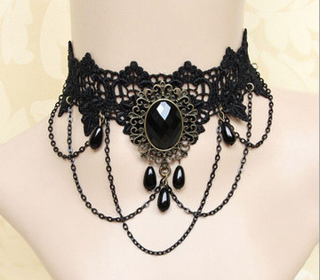 Overdrijven elegante temperament verdienen choker ketting Kant mode ketting womens chokers rhinestone choker gargantilha choker: 2