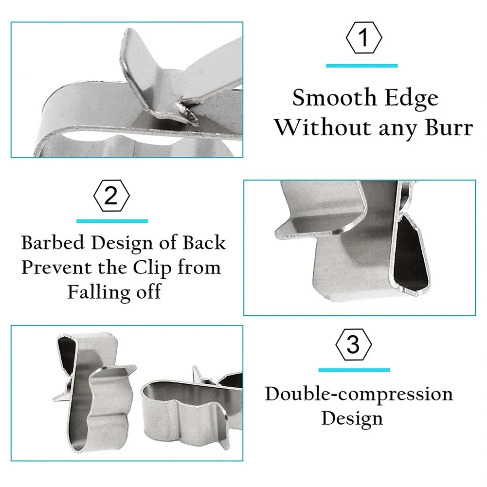 Stainless Steel Wire Clips Cable Trailer Solar Panel Wire Clamps Clip Metal Clamp Pv Wiring Management Harness Rope