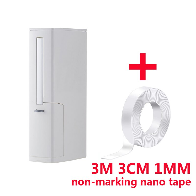 UNTIOR 3 in1 Narrow Trash Can Plastic Waste Bin with Toilet Brush Garbage Bucket Dustbin Kitchen Bathroom Cleaning Trash Bin: Set8