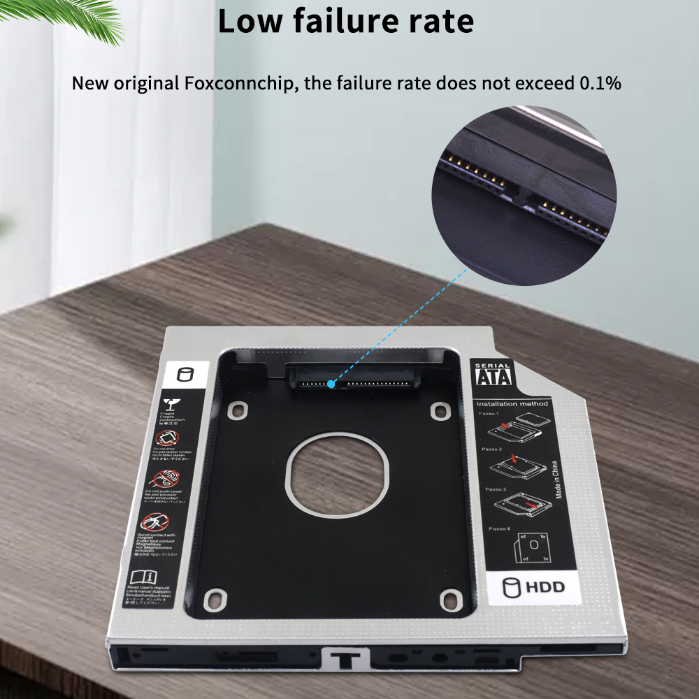 TISHRIC Aluminum 2nd HDD Caddy 9.5mm/12.7mm SATA 3.0 Hard Disk Enclosur SATA to SATA Adapter DVD HDD For Laptop DVD-ROM Optibay