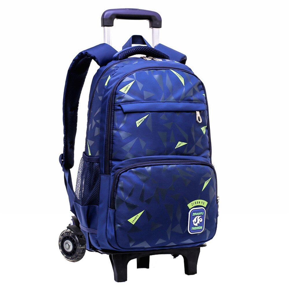 Children Trolley School Bags For Teenage Girl Boy School Backpack Kids Travel Trolley Backpack Wheeled Bag Waterproof Schoolbag: blue 2 wheels