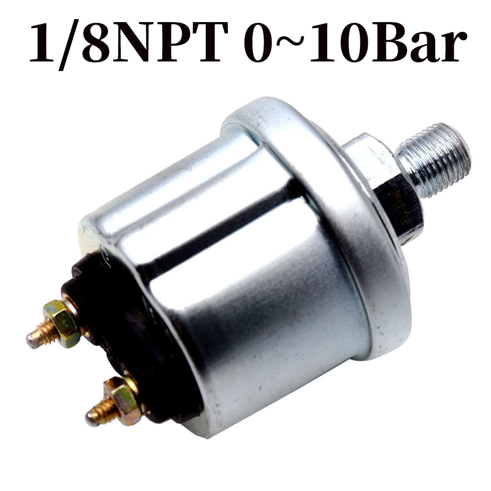 3 In 1 Multifunctionele Water Temperatuur Meter Oliedrukmeter Voltmeter Rode Backlight Met Alarm 0-10 Bar Water temp Meter: 1-8NPT