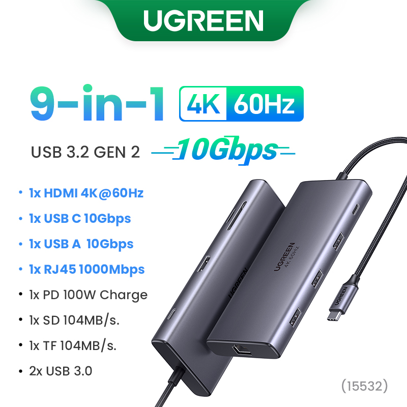 UGREEN Dual HDMI HUB USB 8K HDMI Adapter 10 W 1 Splitter z RJ45 USB 3.0 PD 100W stacji dokującej do macbooka Pro Air M2 M1 USB C HUB