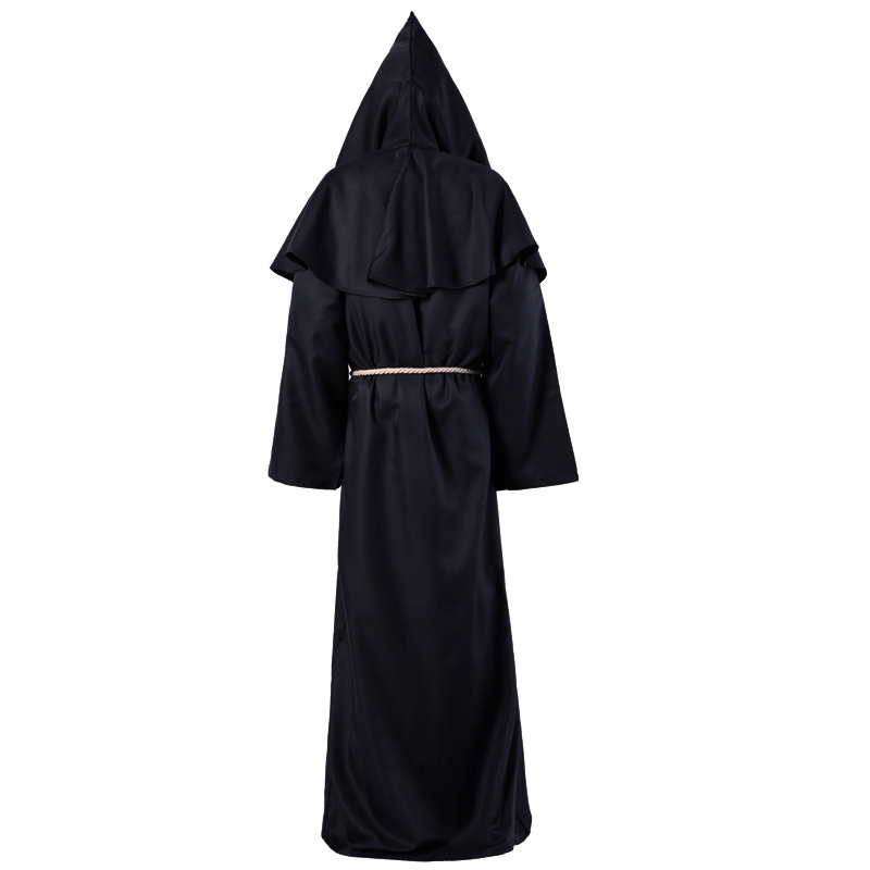 Manto de feiticeiro halloween medieval cristão frade sacerdote robes bruxa capa festa morte fantasma vampiro diabo cosplay trajes