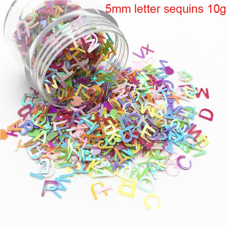 Perles en Imitation acrylique pour artisanat, mélange de 3/4/5mm, sans trou, perles d'art de fabrication de bijoux, matériel artisanal, 10g: 5mm letter sequin10g