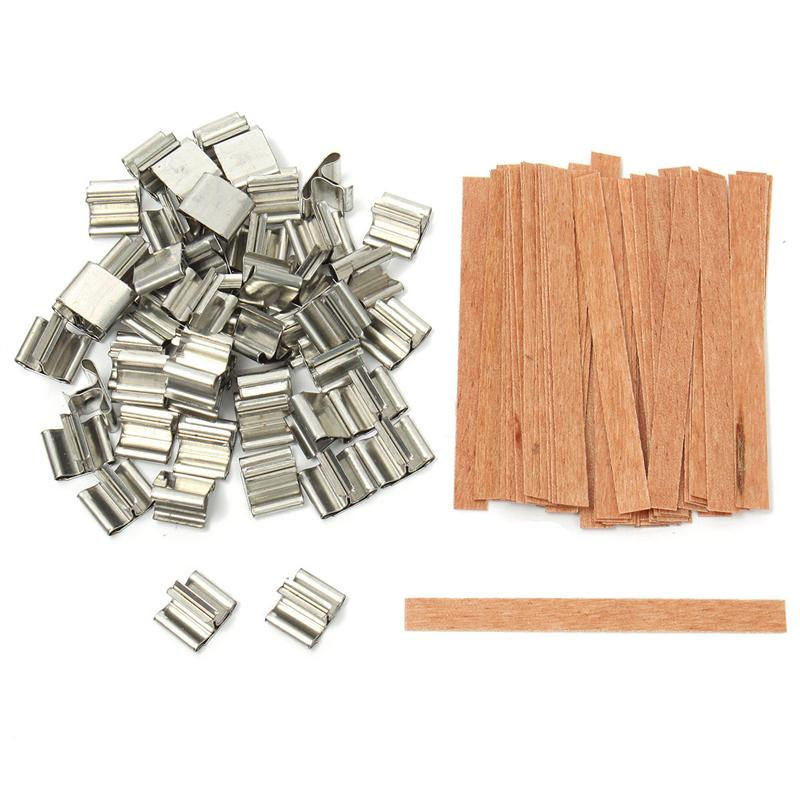 50Pcs 6-15cm Wooden Candles Wick With Sustainer Tab Candle Wick Core For DIY Candle Making Supplies Handmade Soy Parffin Wax Wic