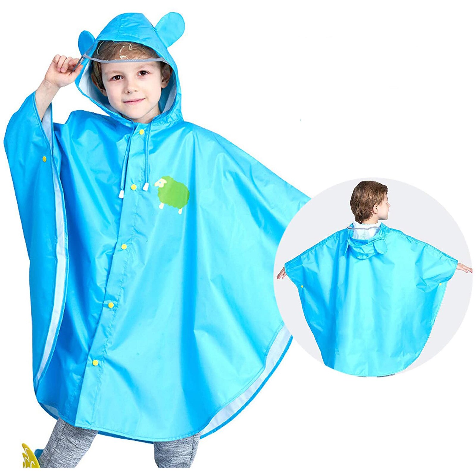 Chubasquero impermeable para niños y niñas, chaqueta impermeable con de dibujos animados en 3D para exteriores: Azul / 6 años
