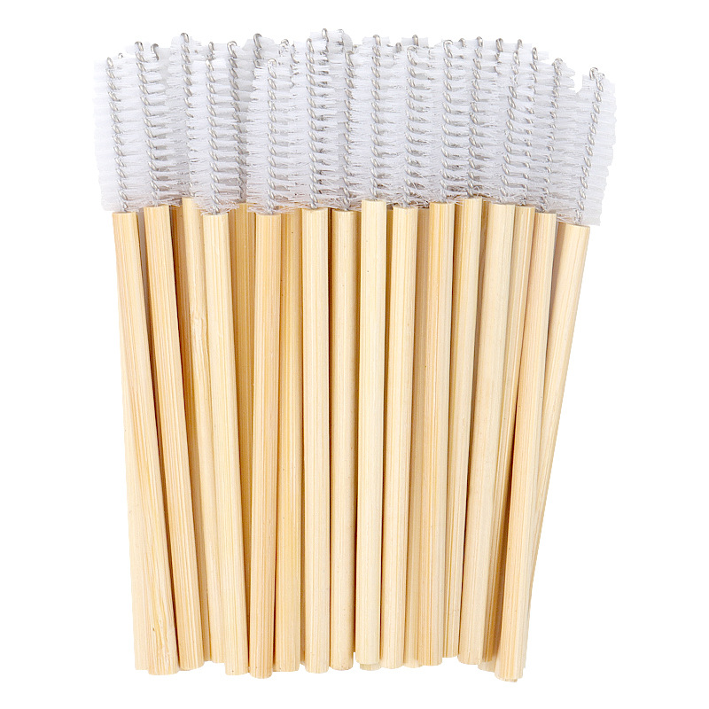 50 stuks bamboe handvat wimperborsteltjes mascara borsteltjes applicators wimperverlenging borsteltjes wenkbrauw krulborsteltjes make-up tool: zwart / Geitenhaar