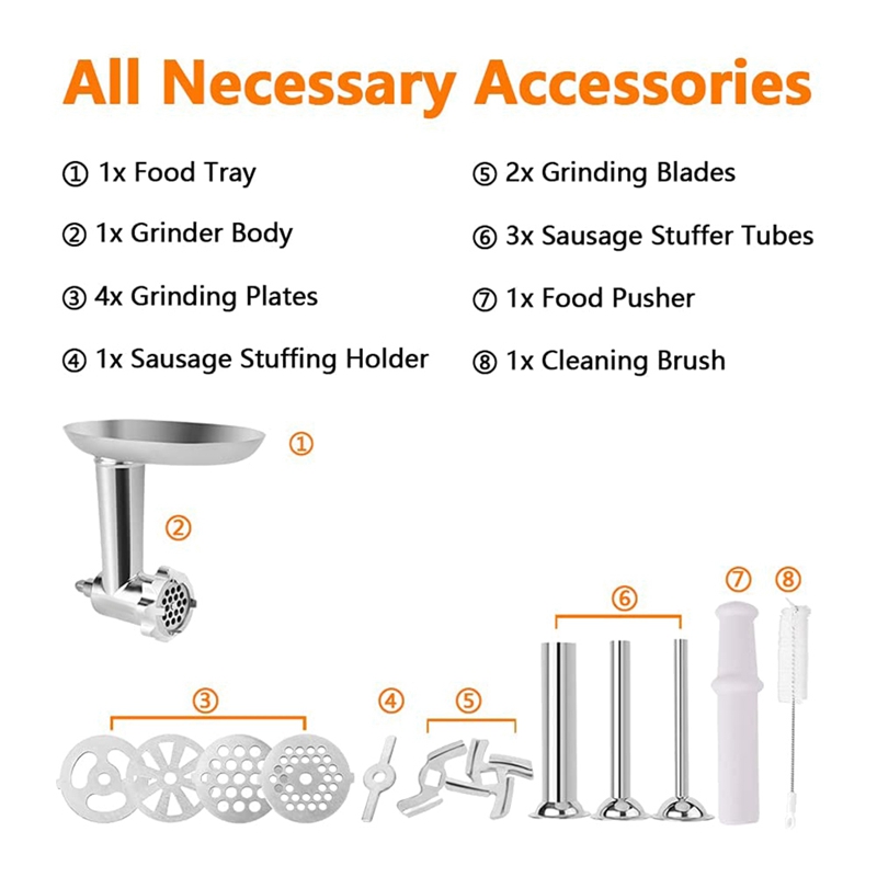 Voedsel Vleesmolen Bijlagen Voor Kitchenaid Stand Mixers, Inclusief