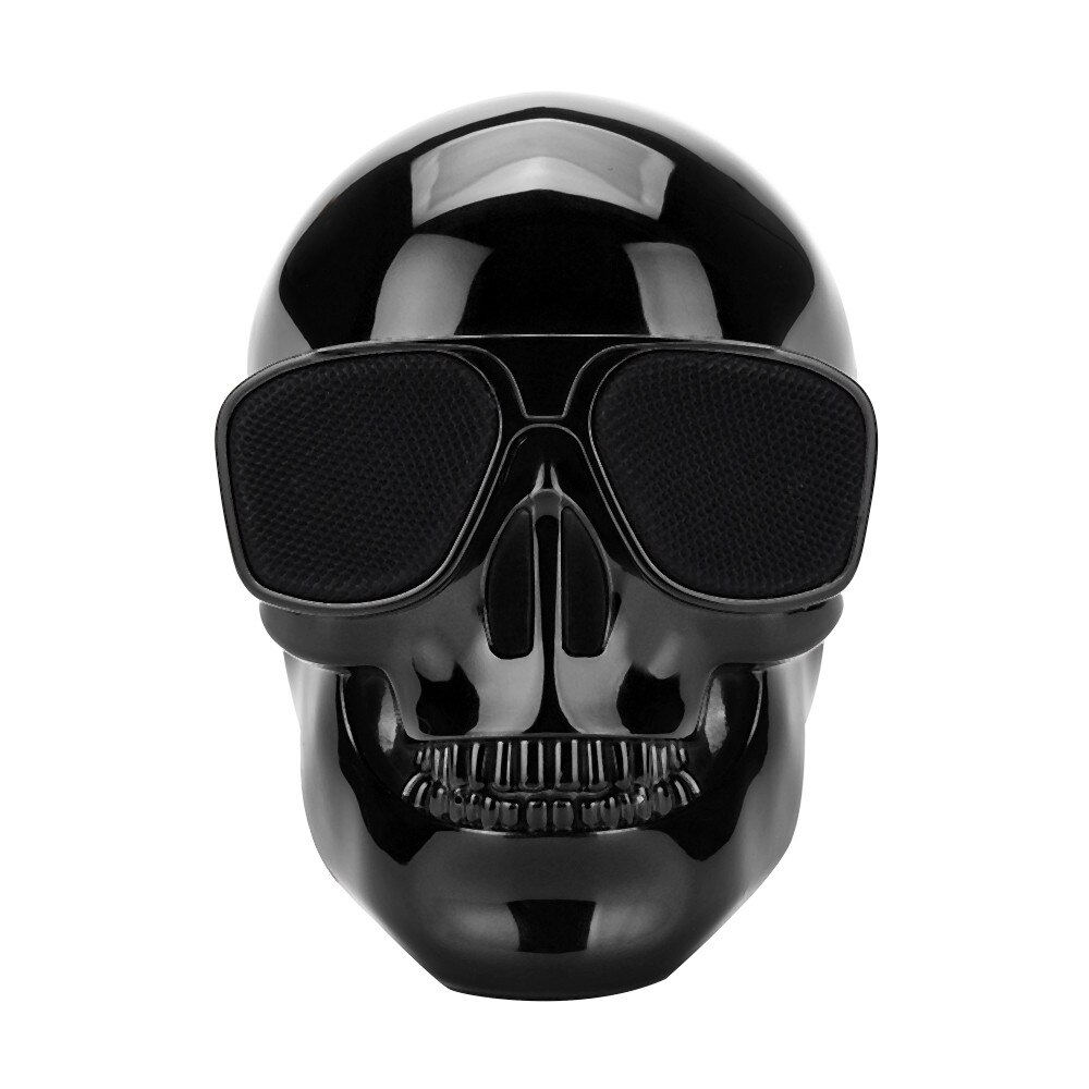 Plating Skull Protable Wireless Bluetooth Stereo Speaker With HD Sound and Bass Bluetooth Range, Enhanced Bass Microphone: BK