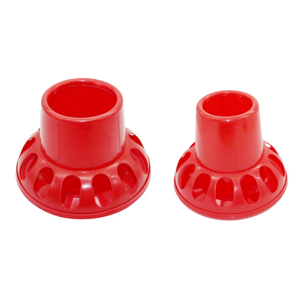 2 Pcs Poultry Farming Tools Red Plastic Chicken Feeders Quail Feed Bucket Feeder Capacity 2Kg 3Kg Poultry Feeding Tools