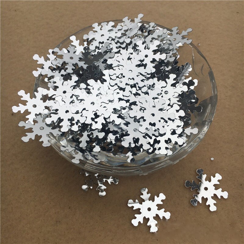 19mm sneeuwvlok vorm pailletten PVC Kerst decoratieve kralen 25 gram of ongeveer 400 stuks van kleuterschool DIY materiaal: 1