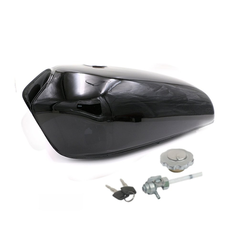Motorsykkel drivstofftank universal retro holdbar praktisk og praktisk metall  cg125 motorsykkel drivstofftank: Svart