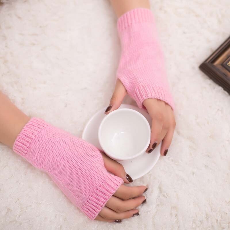 1 Paar Winter Handschoenen Vrouwelijke Vingerloze Handschoenen Zonder Vingers Vrouwen Kasjmier Warme Winter Handschoenen Hand Pols Warmer Mittens: ST121-Pink