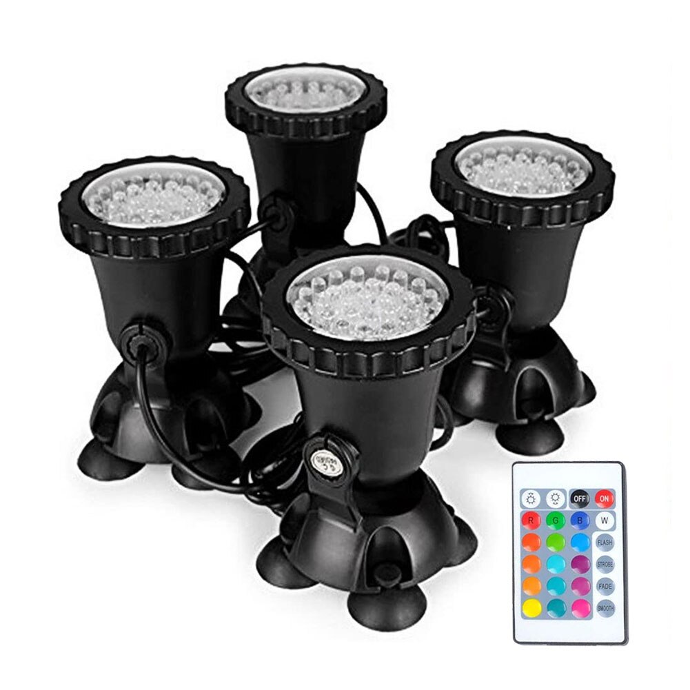 Led Onderwater Spot Verlichting Waterdichte Lamp Rgb 36Leds Onderwater Spot Light Zwembad Fonteinen Vijver Water Tuin Aquarium: 4 bulb EU