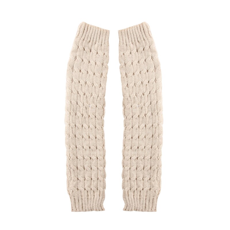 Winter Women Warm Knitted Leg Warmers High Knee Leg Warmers Crochet Leg Warmers Casual Pure Color Leg Warmers: Beige