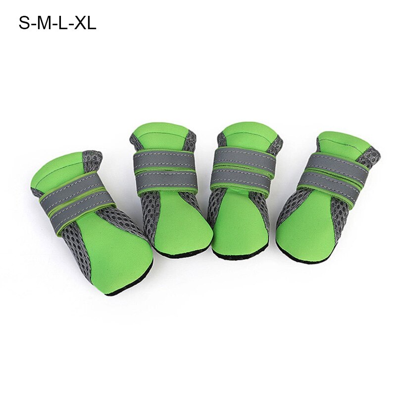 4Pcs/Set Booties Pet Dog Shoes Anti Slip Rain Boots Small Dogs Cotton Waterproof For Small Dog Clothes Pet Supplies: green / XL
