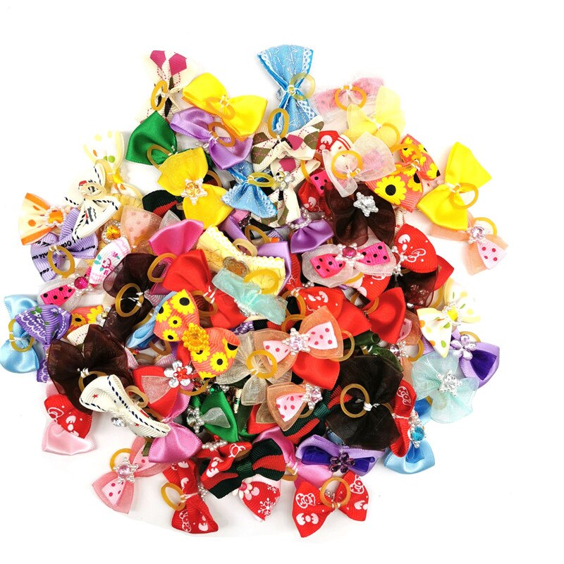 10/20/30 Pcs Pet Bows Hond Haar Strikken Voor Yorkshirk Kleine Honden Haaraccessoires Grooming Bows Rubber bands Hond Bows Dierbenodigdheden