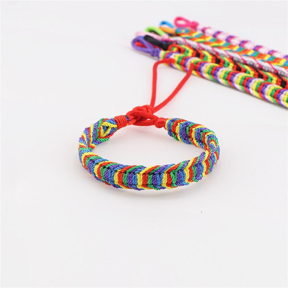 Commercio all'ingrosso 30 pz/lotto Etnico Della Boemia Regolabile Corda Intrecciata di Cotone Polsino di Amicizia Bracciali Per Uomo Donna (10 colori)