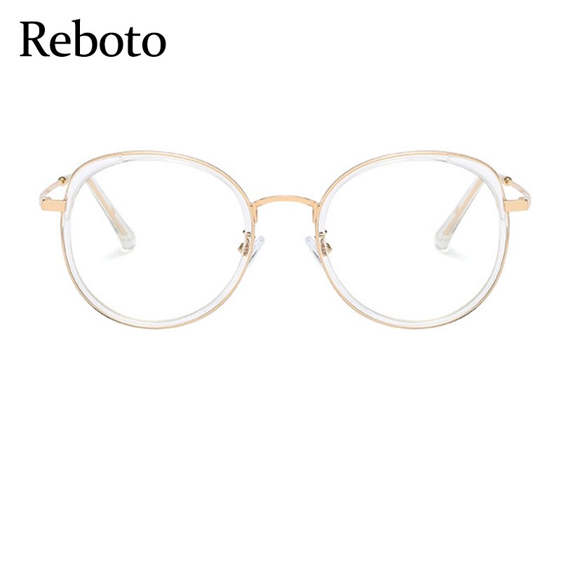 Montura de gafas redondas transparentes para mujer, lentes ópticas de Metal Retro vintage, de lujo, de gran tamaño,
