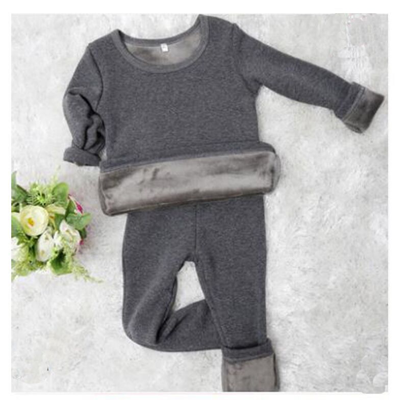 2 Stks/set Herfst Kinderen Lange Onderbroek Winter Kids Ondergoed Set Kids Pyjama Lange Mouwen T-shirt Broek Solid Soft Kinderen kleding: grey / 6(Height 110-120cm)