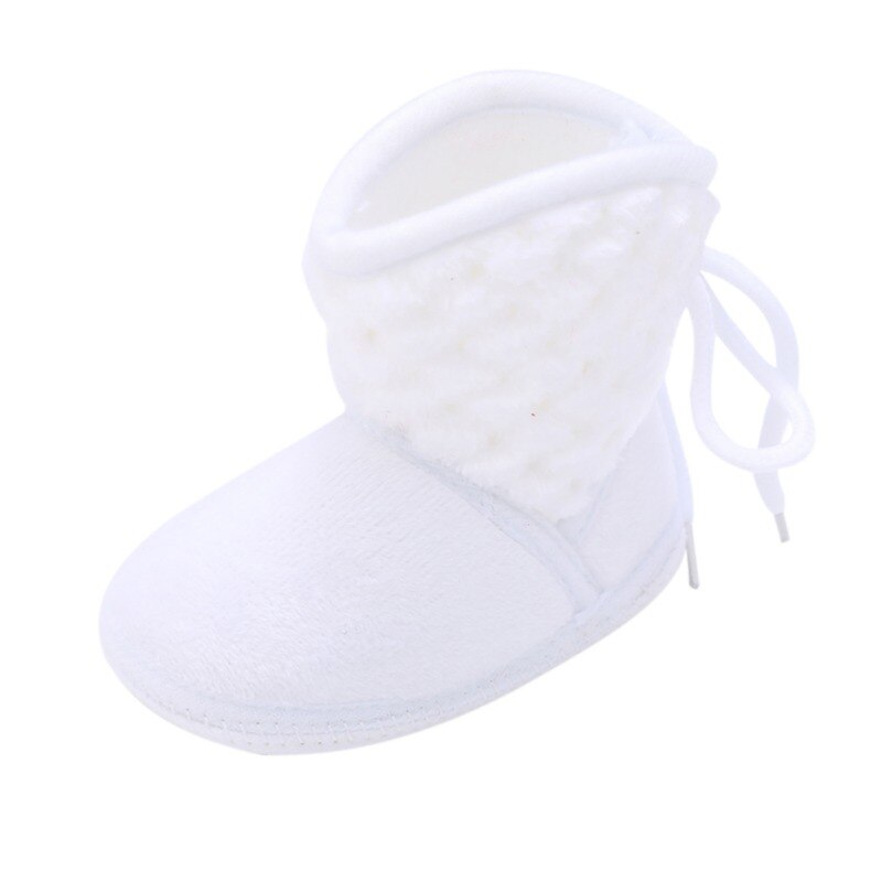 Newborn Kids Baby Boots Winter Plus Velvet Tie Flowers Warm Soft Cotton Booties Baby Girl Shoes 0-18M: JM0228W / 0-6M