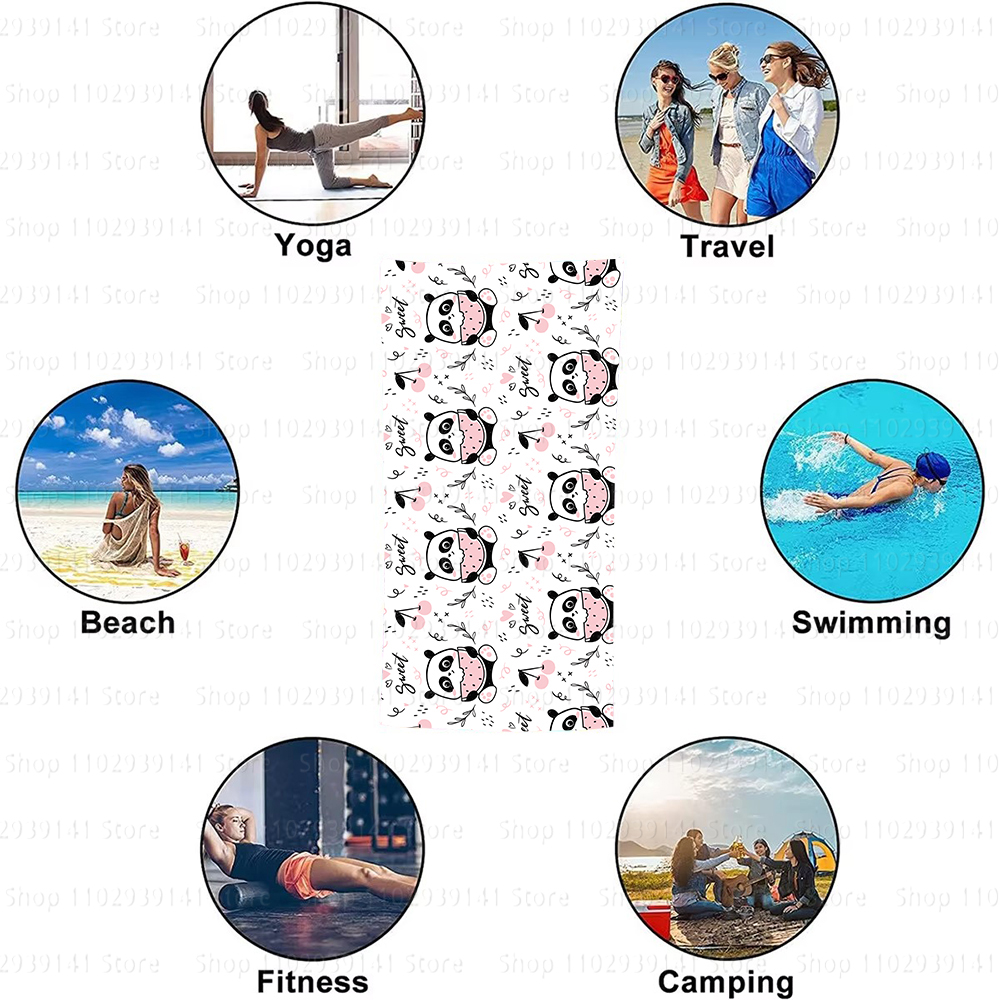 Panda syö vesimelonia söpö kuvio rantapyyhe nopeasti kuivuva pyyhe matkapyyhe urheilupyyhe rantapyyhe hiekkaa kestävä pehmeä kevyt pyyhe