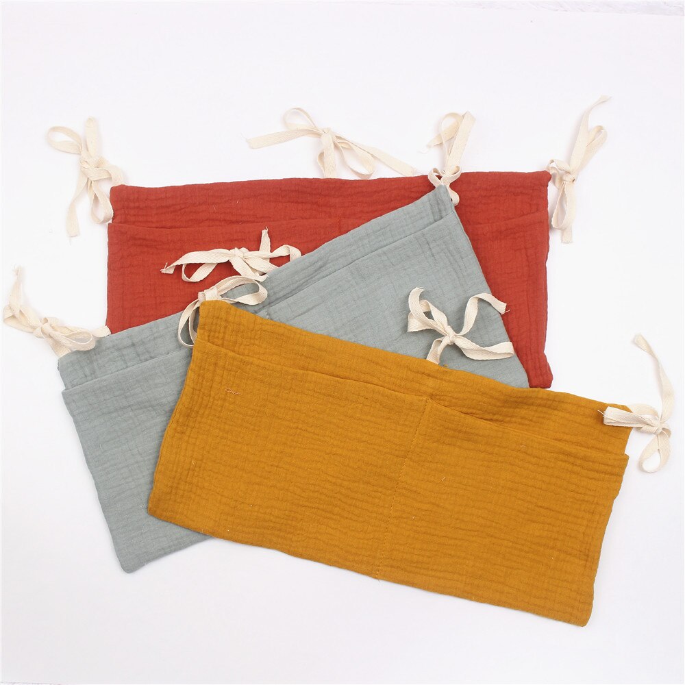 Sac de rangement multifonctionnel pour berceau, sac suspendu en tissu de gaze de coton, sac à roulettes en treillis, bouteille Moar, poche de rangement de jouets pour berceau