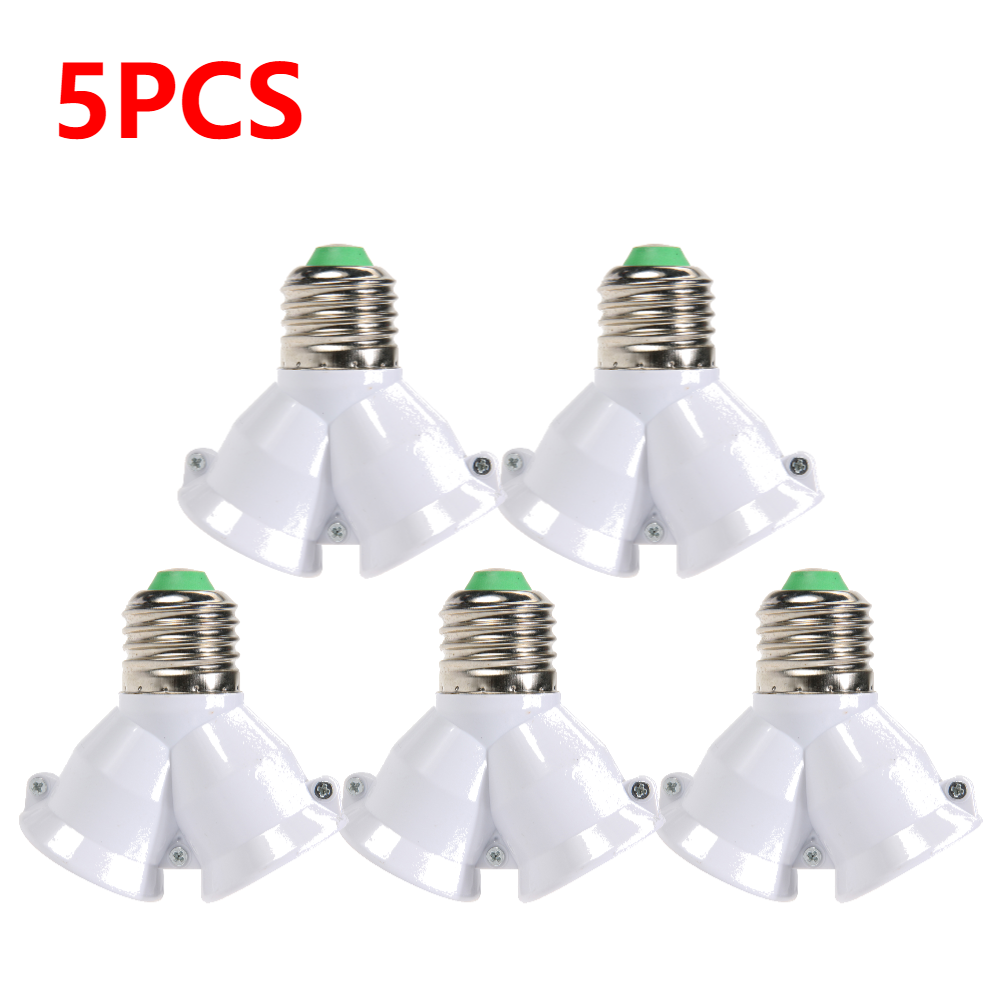 1-5 Stuks Wit E27 Tot 2 E27 Lamp Basis Led Verlichting Dubbele Schroef Lamp Socket Converter Besparing Led Licht Halogeenlamphouder 3a: Goud