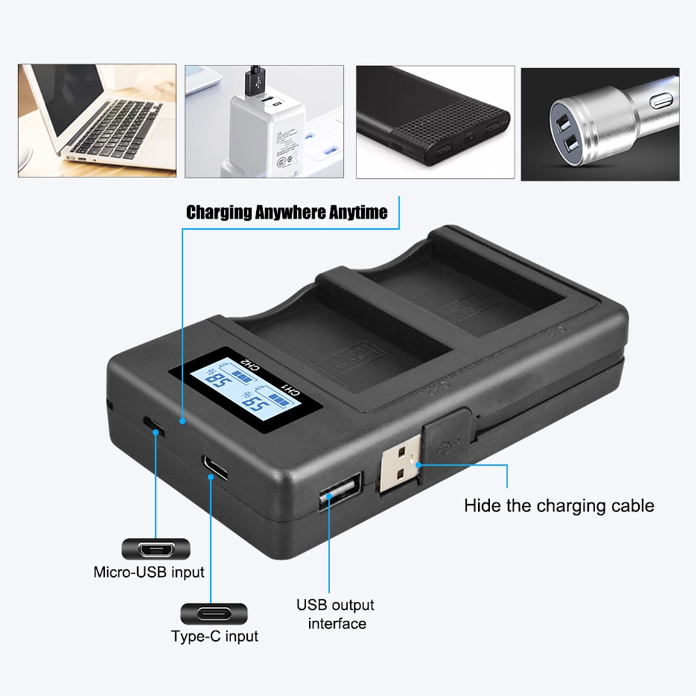 LP-E12 LPE12 LP E12 USB kamera Batterie ladegerät LCD Anzeige USB schnelle Ladung Clever Ladegerät