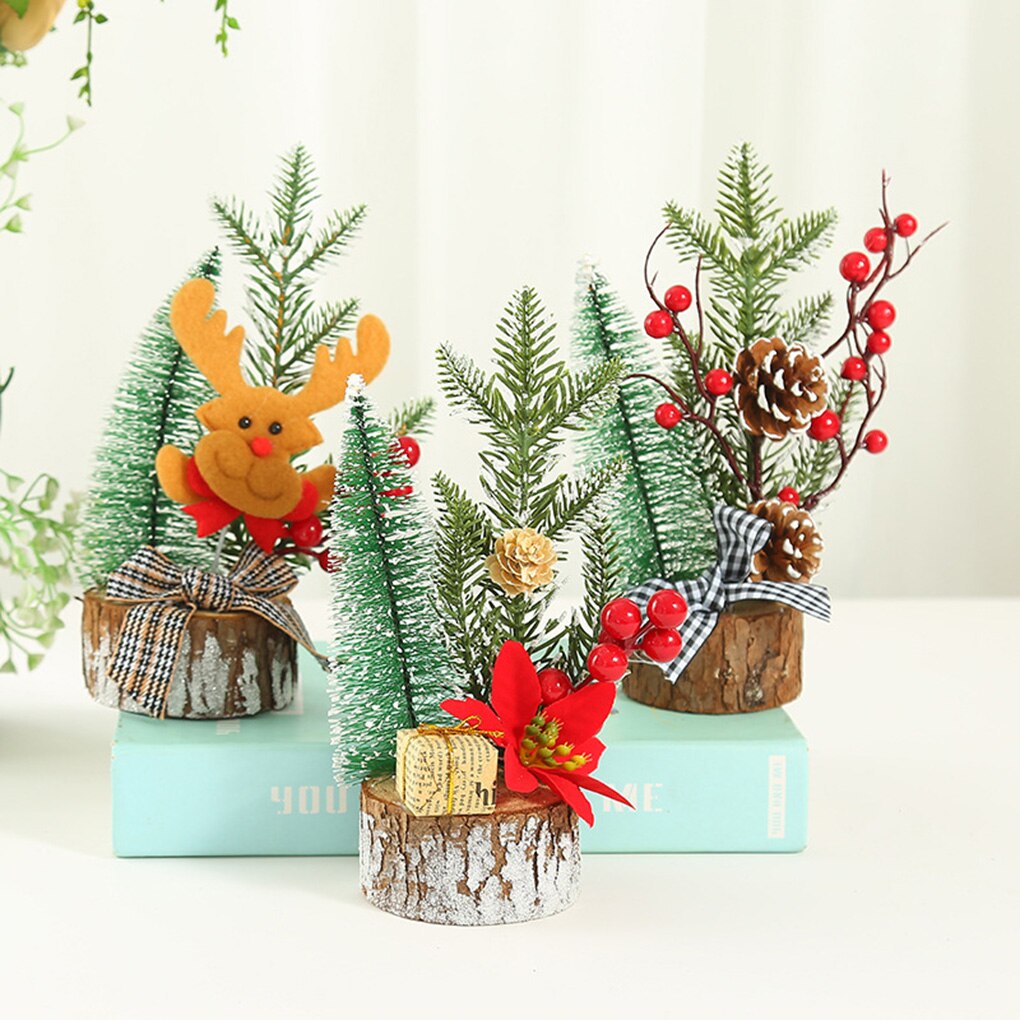 Desktop mini juletræsdekoration hjemmekontor bordplade glødende træ ornament dekoration