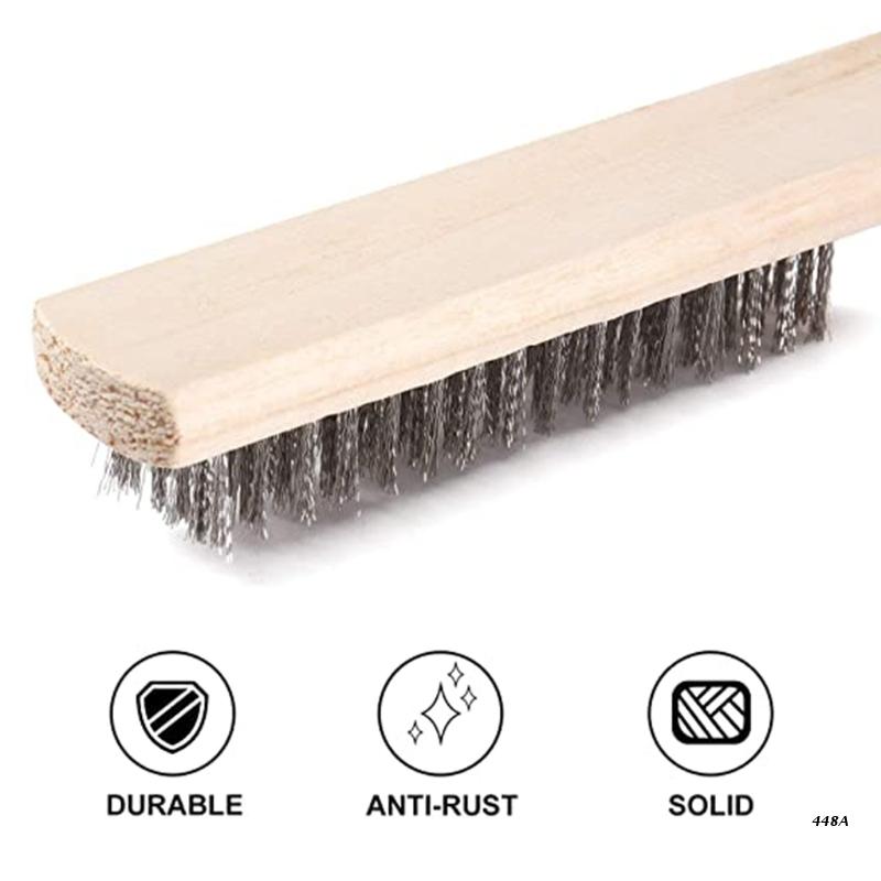 Wire Brush Set for Cleaning 3-Pack Multi Purpose Wood Handle Stainless Steel Wire Scratch Brush for Heavy&amp;Light Cleaning