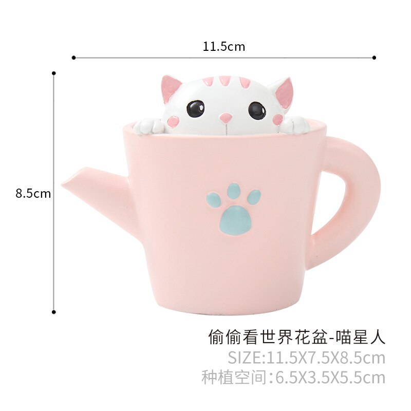 ROOGO de dibujos animados de plantador animal zakka mano artesanía flor kawaii macetas planta suculenta maceta decoración hogar: 3
