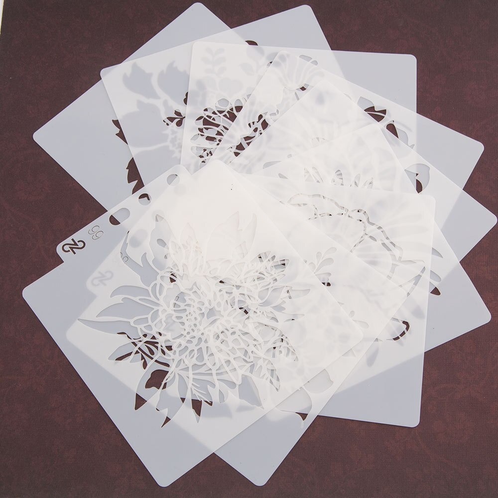 9pcs/pack 14.1cmx13cm Reusable Plastic Mandala Stencils Painting Templates for Painting DIY Art Projects S92-100