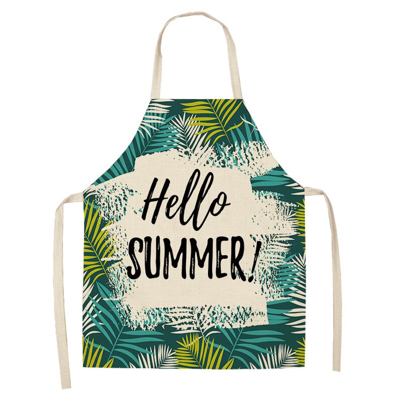 1 stuk hallo zomer groene plant keukenschort katoenen linnen schorten voor vrouwen koken bakken restaurant koken mouwloze schorten