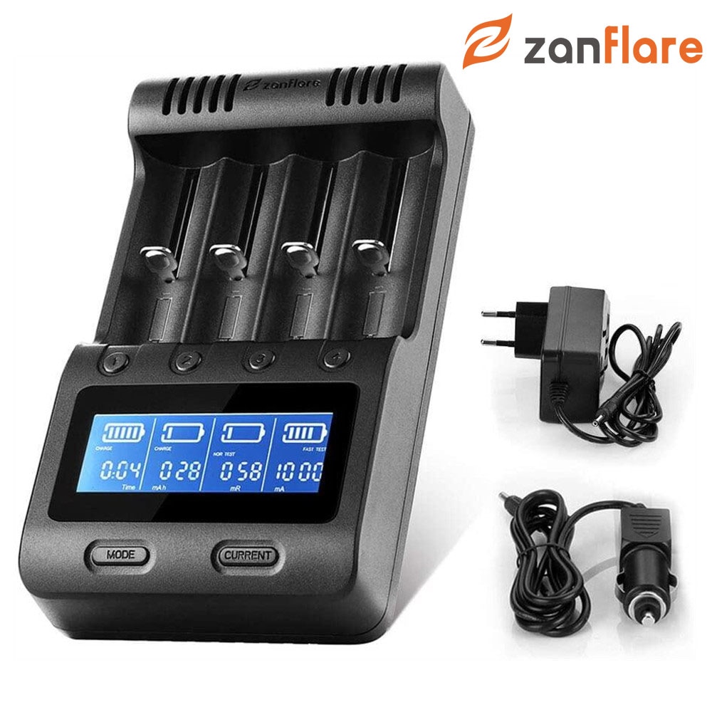 Zanflare  c4 18650 akkulaturi lcd-näyttö älykäs lataus 21700 26650 20700 18350 26700 aa aaa li-ion jne testikapasiteetti