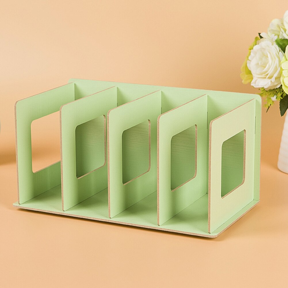 Simple Multi-Tier Bookshelf 4 Grids Storage Shelf for Books Sundries DIY Wood Cabinet Desk Book Rack For Home Children