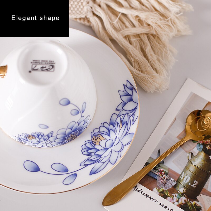 Traditionele Chinese Thee Cup Schotel Sets Fijne Bone China Vintage Koninklijke Witte Keramische Xicara Blauw En Wit Servies Sets E5BD