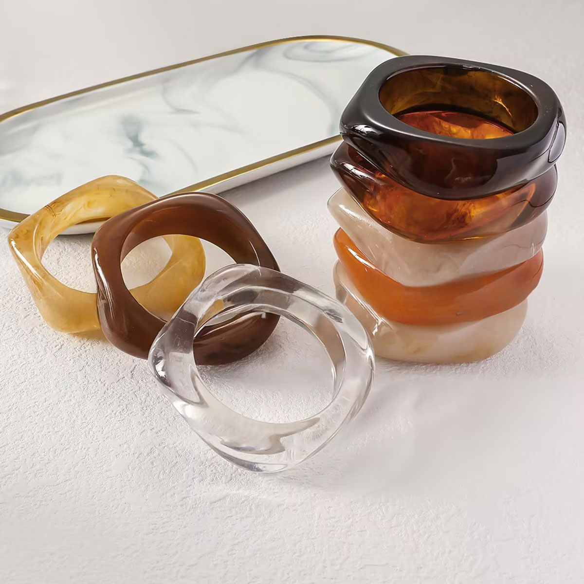 KMVEXO Vintage marron café irrégulier résine acrylique grosses Bracelets pour femme Goth géométrique charme main Bracelets Couple bijoux