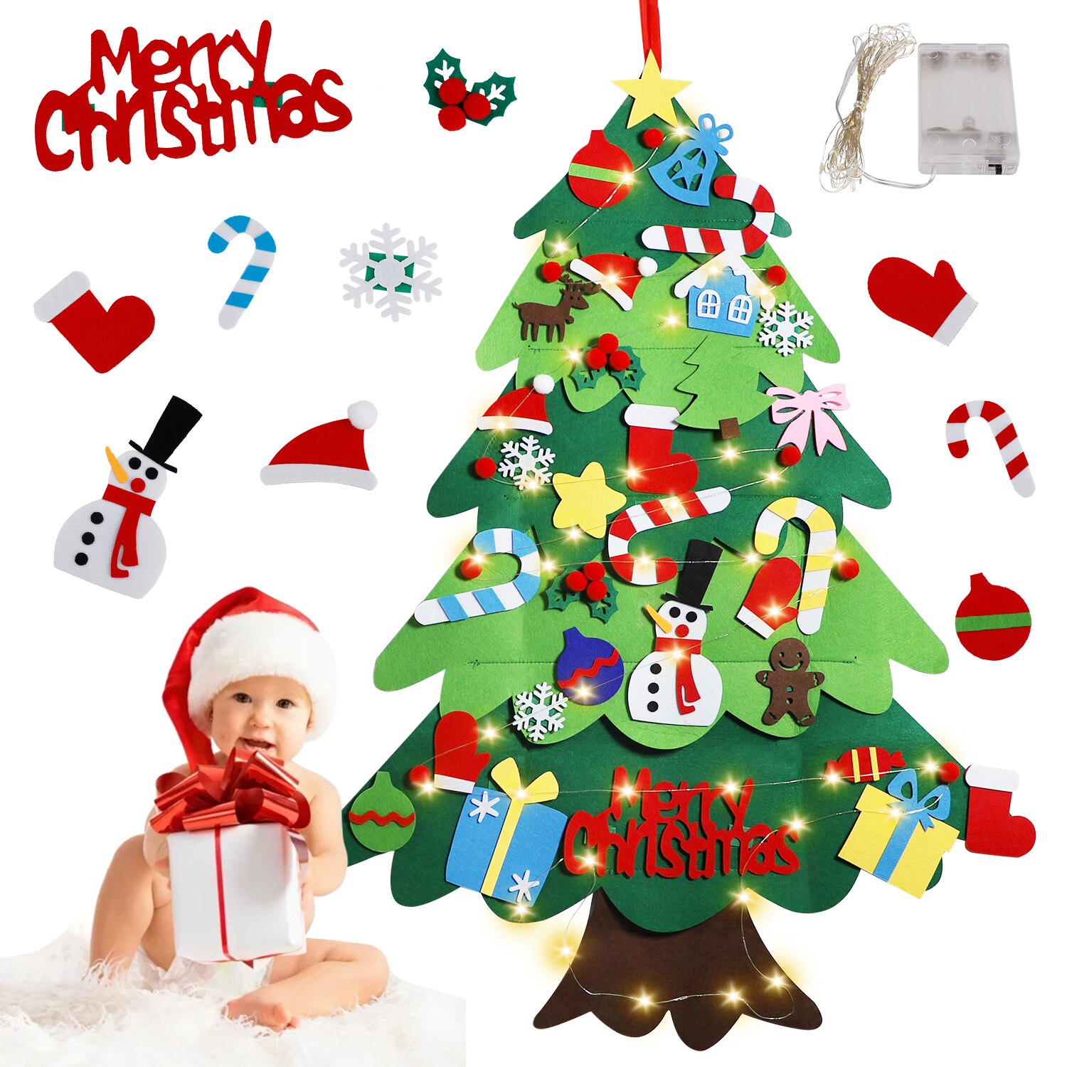 Voelde Kerstboom Decor Voor Thuis Jaar Kinderen Speelgoed Met Led Licht Kunstmatige Boom Diy Kerstboom