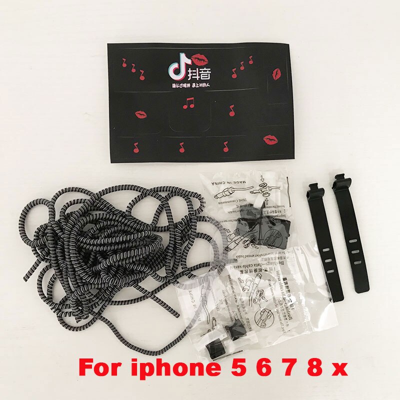 3 i 1 kabel opptrekker tpu spiral ledning beskyttelse usb ladekabel beskytter øretelefon ledningshåndtering til iphone 5 5s 6 7 8: 4 til iphone