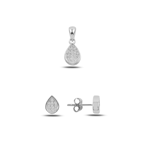 Kutaydan Zircone cubo Zirconia Goccia 925 sterlina d'argento impostato fatto in Turchia