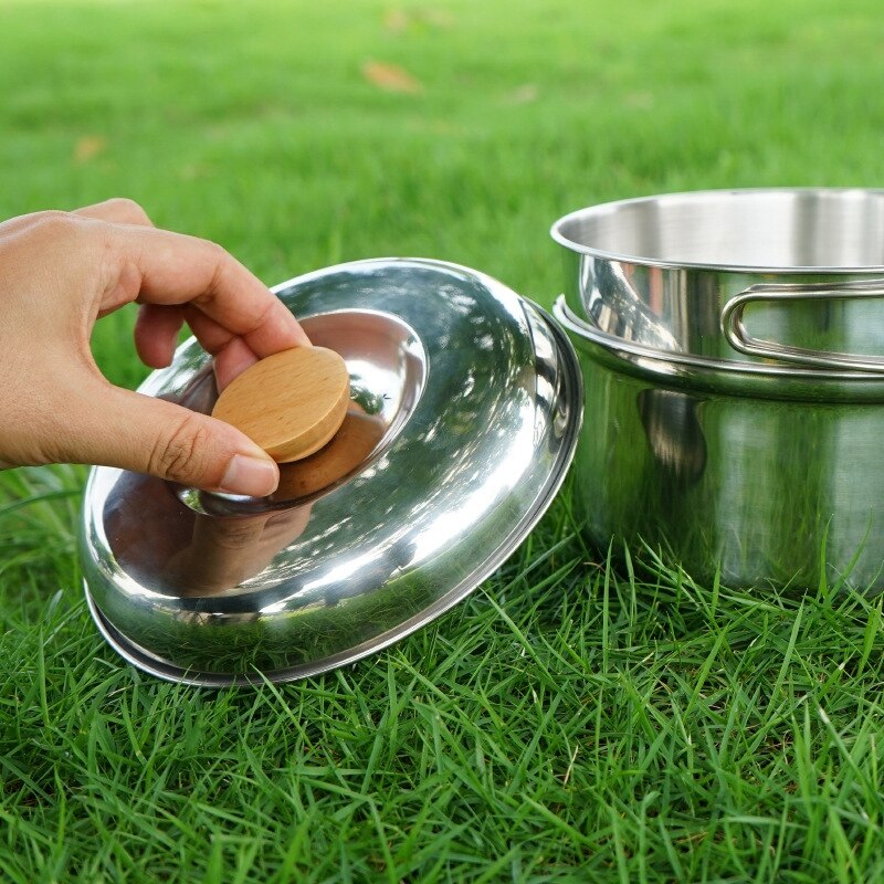 Outdoor Kookgerei Camping Pot Vouwen Servies Cup Met Deksel Opvouwbare Handvat Toerisme Servies