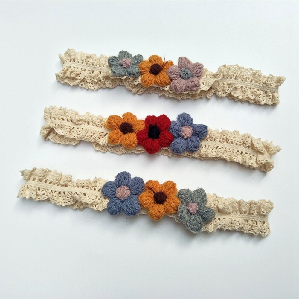 1 pz moda fatti a mano a maglia fiori di lana fascia fai da te abbigliamento infantile decorazione dolce accessori per capelli per bambini regali di festa